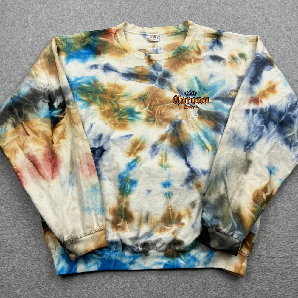 VTG Crazy Shirts Hawaii Corona Shirt Mens XL Tie Dye Beer Crew Long Sleeve USA